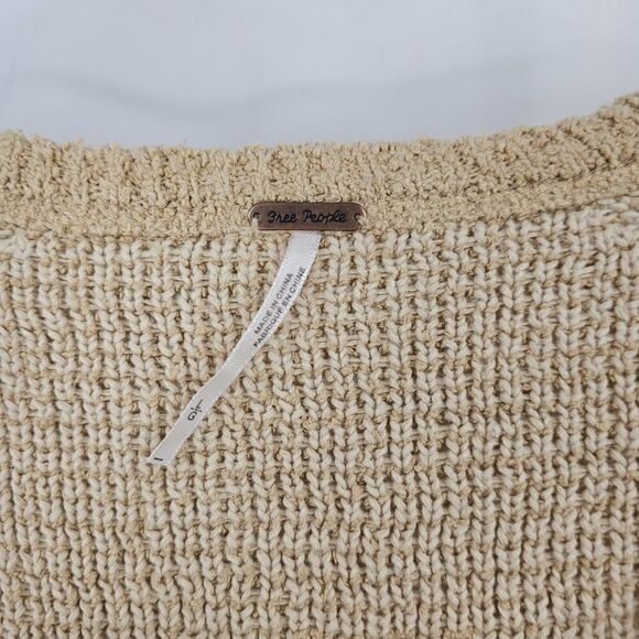 Free People High-low V-neck Sweater In Camel Women's Size Large - Picture 6 of 8